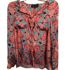 Jones New York medium pink paisley print button down shirt NWT